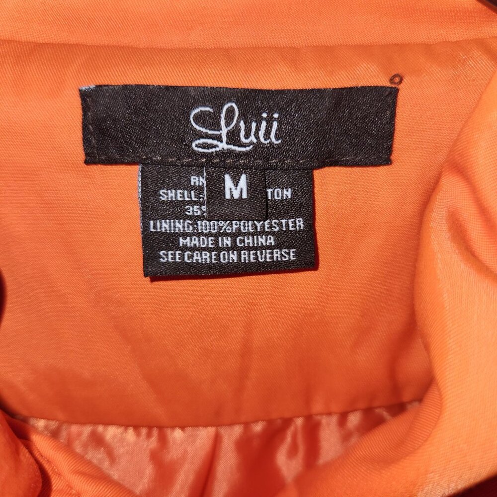 Women's Orange Double-Breasted Lightweight Jacket with Black Buttons - Picture 7 of 9